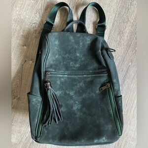 Dark Green Faux Leather Backpack